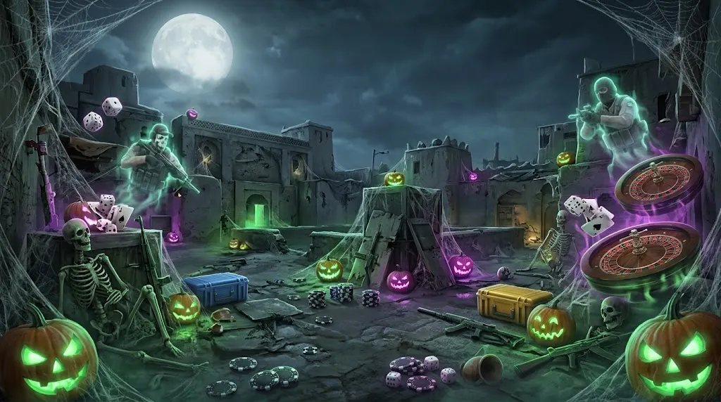 Halloween-themed CS2 map with ghost operators and glowing pumpkins